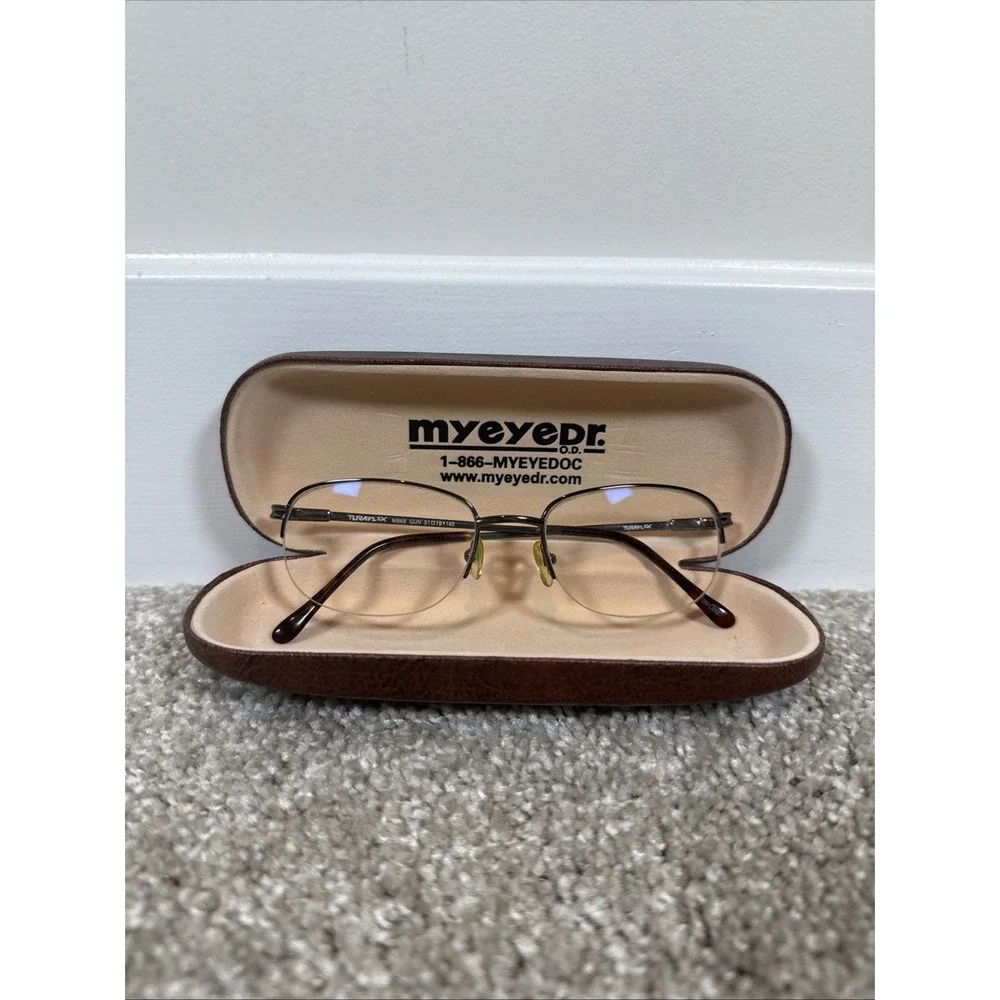 TuraFlex Eyeglasses Frame M868 Men's‎ Gunmetal Rectangular Half Rim 51-19-140